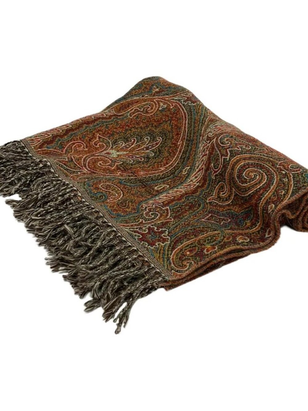 ETRO Brown Red Multi Wool Scarf